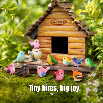 Pumtus 50 Pcs Mini Bird Figurines, 11 Styles Miniature Resin Birds | Realistic Animal Model, Micro Landscape Garden Decoration, Fake Birds for Craft Dollhouse, Cute bird Cake Topper