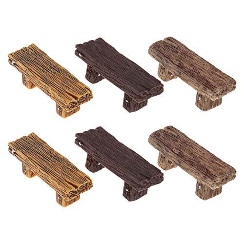 ECSiNG 6PCS Miniature Resin Benches Fairy Garden Bonsai Ornaments Park Street Seat Dollhouse Decoration Accessory Landscaping Decors 5.6 cm x 1.8 cm