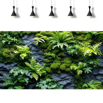 2 Packs Rock Wall Reptile Tank Background Lush Green Tropical Leaves Aquarium Background Nature's Embrace Tropical Green Plants Fish Tank Backgrounds Moss Wall Reptile Enclosure Backgrounds 36x18in - color: Green, size: 36(W)x18(H)in