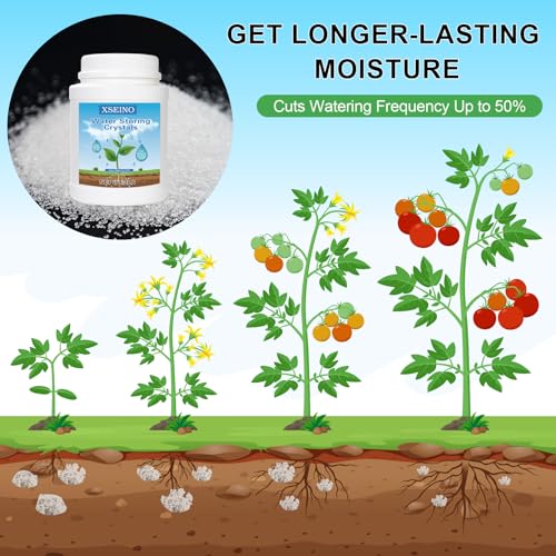 XSEINO 2LB Soil Moisture Crystals Water-Absorbing Hydrogel for Plants Solves Over and Under-Watering, Long-Lasting Water Retention to Keep Soil Moist Polymer Water Storage Crystals - color: 2 LB