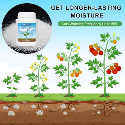 XSEINO 2LB Soil Moisture Crystals Water-Absorbing Hydrogel for Plants Solves Over and Under-Watering, Long-Lasting Water Retention to Keep Soil Moist Polymer Water Storage Crystals - color: 2 LB