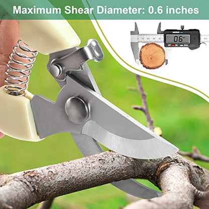Premium garden shears, meperez pruning scissors gardening tools, pruners for flower, bushes, rose and fruit tree, use for florist, yard and orchard the plant clippers, sharp white steel anvil snips, 2 - style: Japanese