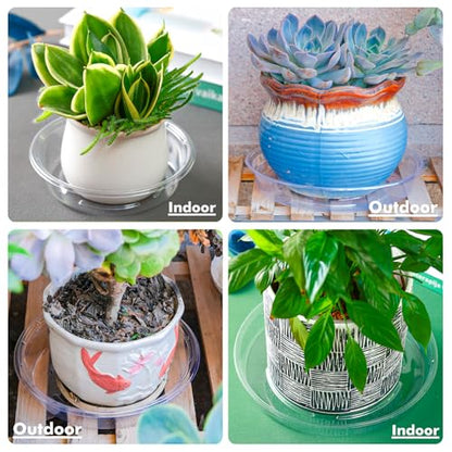 Plant Saucer 30 Pack Plant Trays for Pots 4/6/8/10/12 Inch Plastic Plant Saucers for Outdoors & Indoors Clear Drip Trays for Potted Plants Flower Pot Plates to Catch Water Drainage Dishes No Holes - size: 4/6/8/10/12 Inch - 30 Pack