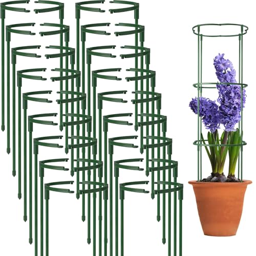 36 Packs Plant Support Stake, Half Round Stackable 3 Tier Garden Flower Support, Plant Stakes for Indoor Outdoor Plants Tomato,Monstera, Peony, Hydrangea, Climbing Plants - size: 6.9" x 9.8" / (17.5 x 27)cm & 36 Pcs