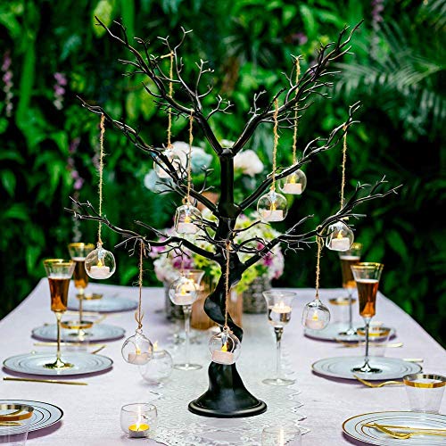 Sziqiqi Hanging Glass Globes Orbs Tea Light Candle Holders with Flameless LED Tealight for Wedding Ornaments, Wedding Birthday Christmas Party Centerpiece Accessory 2.36inch 100pcs +8 Extra | Glass Ball Fillable with Trinkets, for Wedding Ornament, Christ