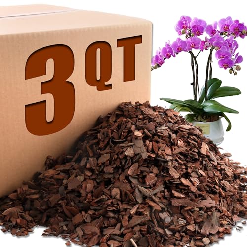 AVALUTION Orchid Potting Bark-3QT Organic Orchid Bark for Plants, All Natural Pine Bark Wood Chips Orchid Bark Potting Mix for Houseplant Mulch, Help Orchid Plants Root Health Development - color: Small, size: 3 Quarts
