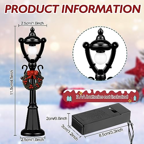 Treela Christmas Lamp Post Village Accessories Mini Street Lamp Dollhouse Streetlight Models Miniature Xmas Village Pathway Lantern Gifts for DIY Micro Landscape Garden Accessories(12 Pcs,Simple)