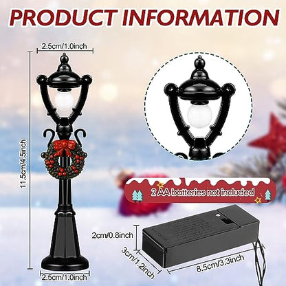 Treela Christmas Lamp Post Village Accessories Mini Street Lamp Dollhouse Streetlight Models Miniature Xmas Village Pathway Lantern Gifts for DIY Micro Landscape Garden Accessories(12 Pcs,Simple)