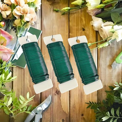 22 Gauge Green Floral Wire 3 Pack 114 Yards Flexible Paddle Wire for Christmas Wreath Tree,Crafts,Garland and Floral Arrangements (3,Green, 114 Yards) - color: Green