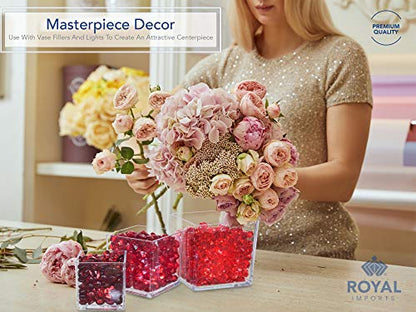Royal Imports Acrylic Square Vases for Centerpieces Non-Breakable 5" Clear - size: 5"x5"