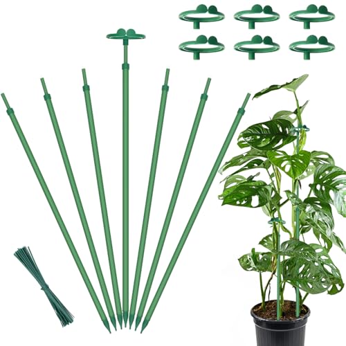Extendable Monstera Plant Stakes, Support Sticks with Clips 7 Pack | 14.3IN-25IN adjustable sturdy plant stakes, indoor outdoor garden support sticks for orchid, tomato and climbing plants. - size: 25Inches7PCS