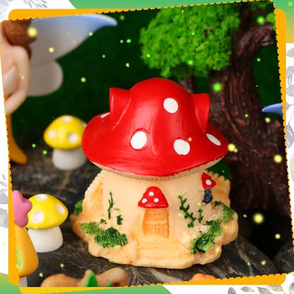 52pcs Fairy Garden Accessories Fairy Garden Kit Mini Fairy Figurines Tiny Garden Decor Supplies Micro Landscape Mushroom House Fairy Animals Decor Outdoor Figures Ornaments