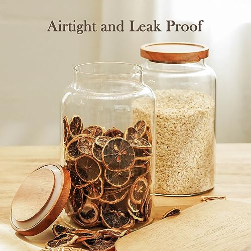 Labina Glass Storage Container Airtight Food Jars Kitchen Canister with Wood Lids, 88 Oz Wide Mouth Pantry Organization Glass Jar for Flour, Sugar, Cookie, Spagetti, Nuts and Candy (2 Pack) - size: B6: 88 Oz 2 pcs