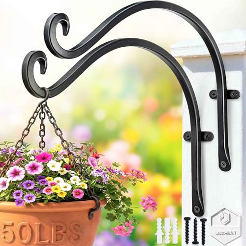 Lifyzoon Hanging Plant Brackets Outdoor: 12 Inch 50 lbs Bird Feeder Hook - size: 2B-12“2PCs