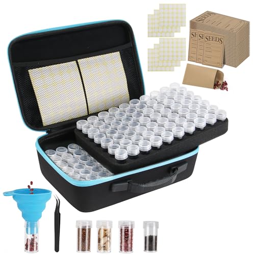 140 Slots Seed Storage Organizer, Garden Saving kit Seed Organizer with 30 Seed Envelopes, Write Label, Funnel, Tweezer for Plants Vegetable Seed Saver (Seeds not Included) - size: C- 140 slots