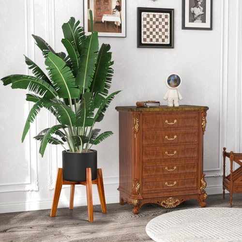 Wooden Plant Stand Indoor, Acacia Wood Mid Century Planter Stand, 9 Inch | Premium acacia wood plant stand holds up to 150 lb. Sturdy mid century design. Pot not included - color: 9" acacia wood
