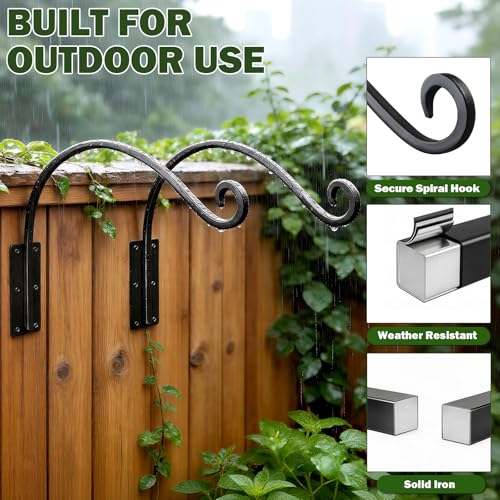 Heavy Duty 12 Inch Plant Hangers Bracket Outdoor Bird Feeder Hanger | 60LBS Capacity, Rust-Proof Metal Wall Hook, Enhanced 6-Hole Base, For Hanging Plants, Bird Feeder, Wind Chime, Flower Baskets - size: 16in-1Pack