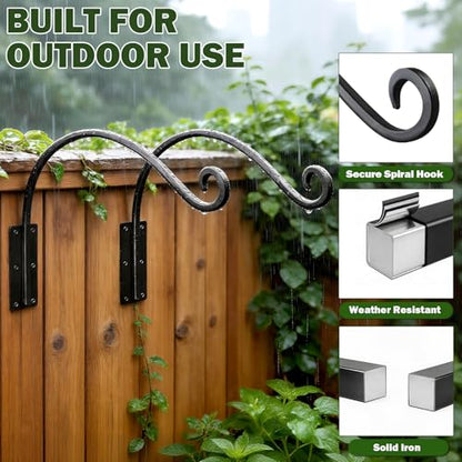 Heavy Duty 12 Inch Plant Hangers Bracket Outdoor Bird Feeder Hanger | 60LBS Capacity, Rust-Proof Metal Wall Hook, Enhanced 6-Hole Base, For Hanging Plants, Bird Feeder, Wind Chime, Flower Baskets - size: 16in-1Pack