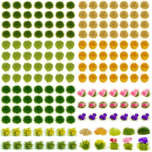 Warmtree 175 Pcs Static Grass Bushy Tufts Miniature Colorful Flower Cluster - color: Color B