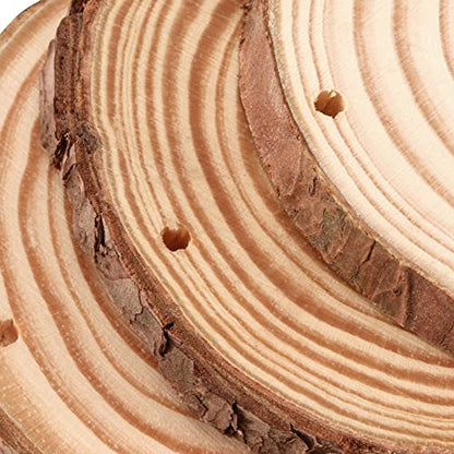 JOIKIT 50PCS 3.5-4 Inches Natural Wood Slices with Pre-drilled Hole, 2/5" Thick Round Ornaments Unfinished Wood Circles Bulk with Bark for Craft Arts, Christmas, DIY Painting, Wedding Decorations - size: 3.5-4 Inch 50 PCS Hole