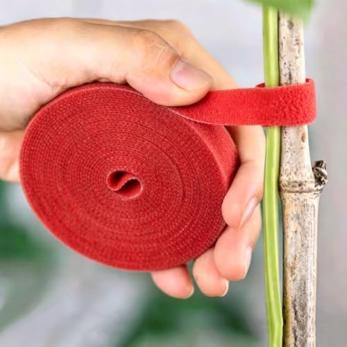 3rolls 2m Reusable Cable Ties Self Adhesive Loop Bundle Fastener Management Nylon Plant Vines Tie Garden Supplies,1cm Width (Red1) - color: Red1