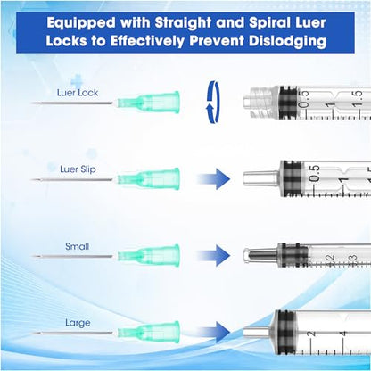 100 Pack 21G 1inch Luer Lock Needle with Cap, Liquid Transfer Needles for Scientific Measuring and Refilling, Disposable Individual Package - size: 21Ga×1"(25mm)