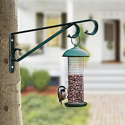 Plant Hangers Outdoor (2 Pack-15.4 Inch Blackish Green) Plant Hooks Heavy Duty Iron Plant Hanger Hook for Wall, Hanging Plant Bracket for Planters, Bird Feeders, Lanterns, Wind Chimes, Outdoor | Heavy Duty Iron Plant Hanger Hook for Wall, Hanging Plant Br