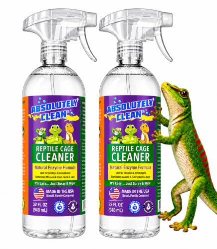 Absolutely Clean Amazing Reptile & Amphibian Terrarium Cleaner and Deodorizer - Just Spray/Wipe - Safely & Easily Removes Reptile & Amphibian Messes - USA Made (32oz Spray Bottle - Save 25%) - size: 32 Fl Oz (Pack of 2)