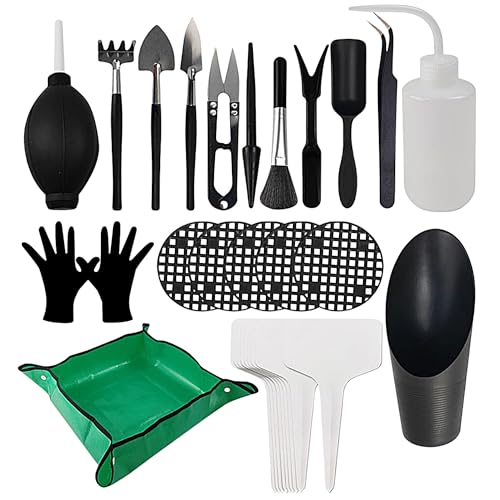 30 Pcs Gardening Tools Set, Handhold Transplanting Succulent Tools Kits, Multifunction Bonsai Tools Included Various Parts, Fits Succulent, Potted Plants Transplant