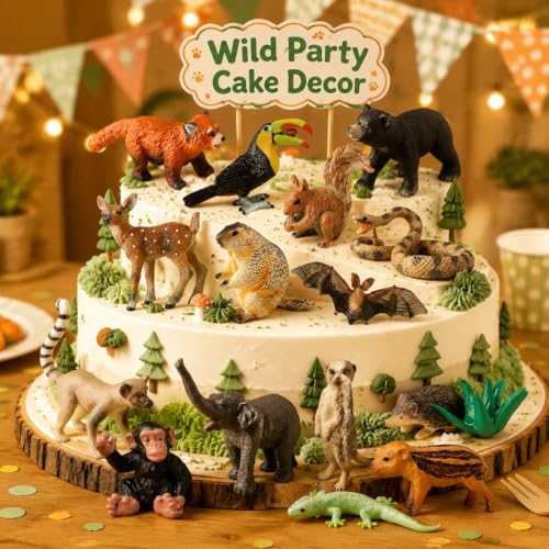 EOIVSH 16pcs Forest Animal Figures for Kids, Realisitc Safari & Jungle Animal Toy Figurines, Educational Animal Playset for Cake Topper Party Favors Birthday Gift