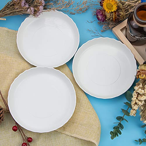 12 Pack Plastic White Round Wave Plant Saucer,Durable Heavy Duty Flower Plant Pot Drip Tray Container for Home Garden Indoor and Out Door Plant (6 Inch/8 Inch/10 Inch) - color: White