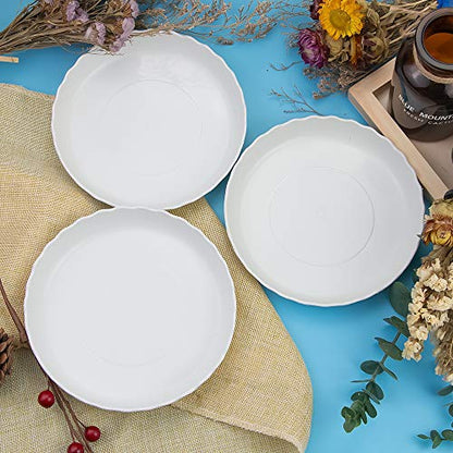 FIREBOOMOON 12 Pack Plastic White Round Wave Plant Saucer,Durable Heavy Duty Flower Plant Pot Drip Tray Container for Home Garden Indoor and Out Door Plant (6 Inch/8 Inch/10 Inch) - color: White