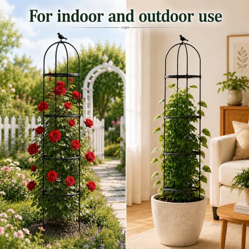 Garden Obelisk Trellis for Climbing Plants,6.3 ft, Black, 2PCS