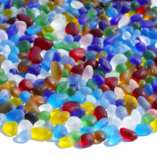 QYGL Sea Glass Stones - 2.9LB/46.4oz Colorful Frosted Glass Pebbles - color: Colorful