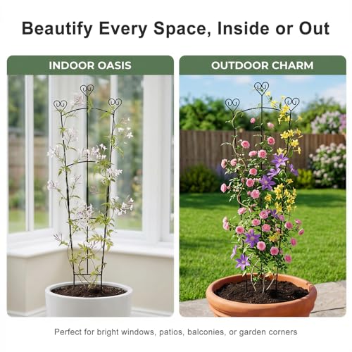 31.5 Inch Trellis for Potted Plants, Metal Plant Trellis for Climbing Plants, Plant Support for Ivy, Monstera, Hoya, Indoor & Outdoor Houseplant Trellis, Black, 1 Pack - size: 1 Pack/31in