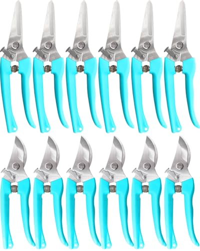 Garden Scissor for Plant, Floral Scissors, Tip Pruning Shears Bulk for Cutting Flowers, Bonsai, Fruits and Trimming Plants (Blue, 12 Pack) - color: Blue, size: 12 Pack
