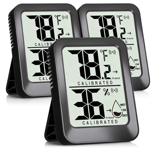 AyayaBoss 3 Pack Room Thermometer Indoor Hygrometer - color: black