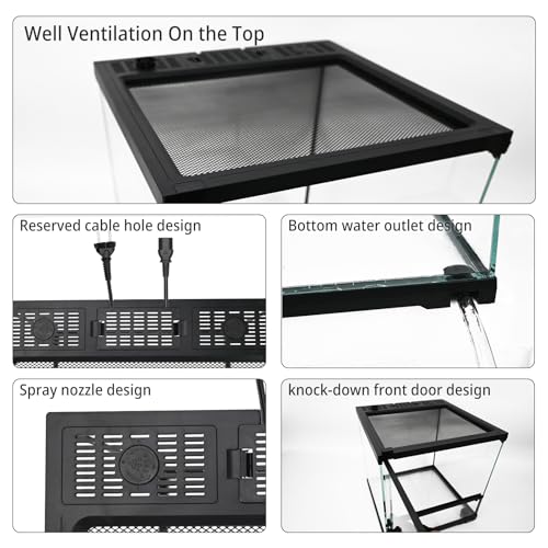 11 Gallon Tall Reptile Glass Tank 12"x12"x18" with Drainage Hole - Pre-Assembled Vertical Reptile Cage Enclosure for Arboreal Geckos,Chameleon,Lizard,Tree Frog and Snake - size: 12*12*18inch with drainage hole