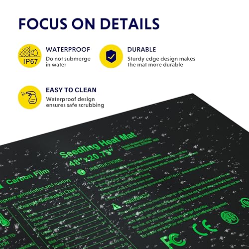iPower 48" x 20.75" Seeding Heat Mat 2 Pack, Durable Waterproof Warm Hydroponic Plant Germination Starting Pad - size: 48" x 20.75", style: 2 Pack
