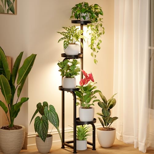Bamworld Plant Stand with Grow Light Corner Metal Flower Pot Stands - color: Grow Light, style: Spiral 4Tier