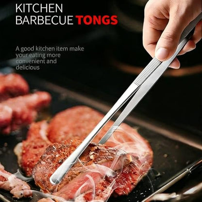 10-Inch Fine-Tip Kitchen Tweezers Tongs, Extra-Long Stainless Steel Cooking Tweezers Dishwasher Safe for Grilling, Baking & Food Prep (2 Parks 10In BBQ Tongs w/Hook) - color: 2 Parks 10in Bbq Tongs W/Hook
