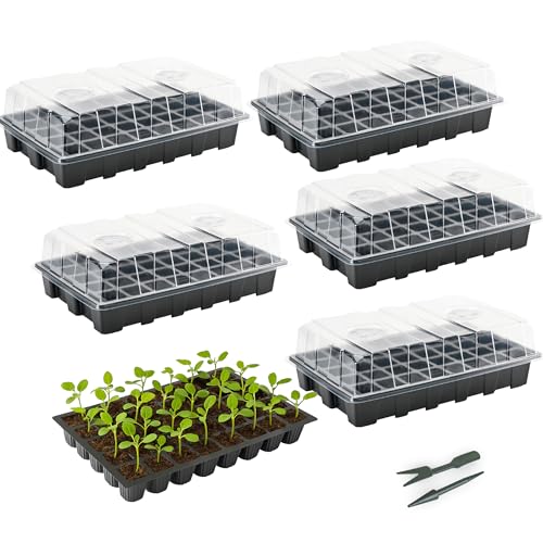 Mr. Pen- Seed Starter Tray Kits, 5 Set, Total 200 Cells | Durable Plant Germination Trays with Humidity Vented Domes and Bases, Ideal for Seed Starting - size: 40-Cells 5-Pack