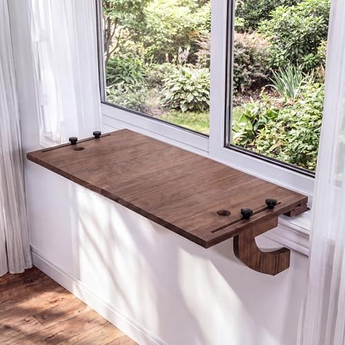 Zhehao Window Plant Shelf 23.4 Inch Window Sill Extender Easy to Install Renter Friendly Shelves for Home Flat Plant Decor(Gray Black) - color: Gray Black