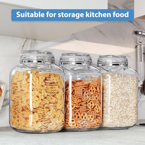 1.5 Gallon/5700 ML Glass Jars With Airtight Lid, Wide Mouth Mason Jar 2 Pc | 4.3" Opening, ML/OZ Scale Line, Food Grade, BPA Free, Dishwasher Safe, Stainless Handle, Flour Sugar Container, Canning Jar - size: 1.5 gallon