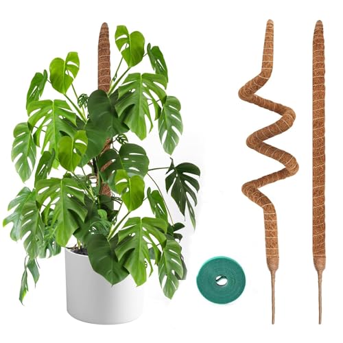 2 Pack Moss Pole 28 Inch Monstera Plant Sticks Support Tall Long Stakes | for Plants Climbing Indoor Large Trellis Bendable DIY Shape Grow Upwards - color: 28inch (2Pack)