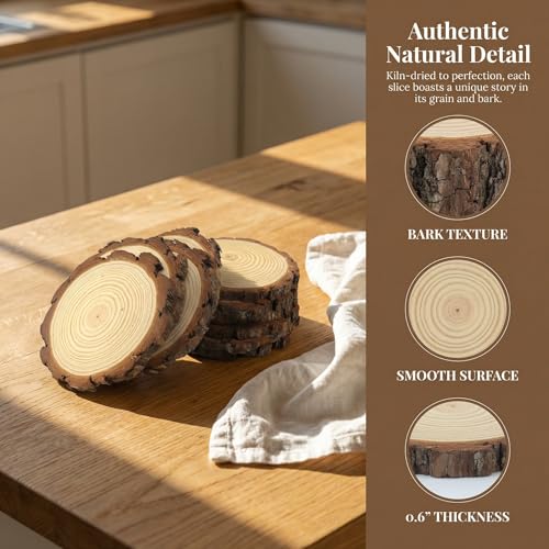 SENMUT Wood Slices, 10 Pack, 5-6 Inch Natural Pine Wood Rounds, Sanded Smooth, Round, for Centerpieces, Rustic Wedding Decor, DIY Crafts, Christmas Ornaments - size: 10 Pack 5"-6"