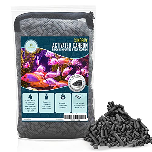 SunGrow 10 oz (300g) Activated Carbon, for Cat Litter Box Deodorizer, Remove Urine Odor, Filter Media Large Pellets for Filtration, Saltwater & Freshwater Fish Aquariums, Air Purifier