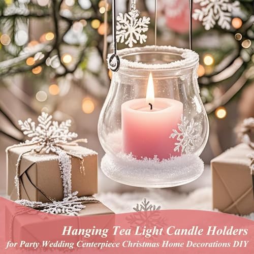 4PCS Hanging Candle Holder for for Wedding,Glass Tea Lights Candles Holders | Clear Terrarium Containers Small Glass Globes Ornament Votive Candleholders for Party Celebration Decoration