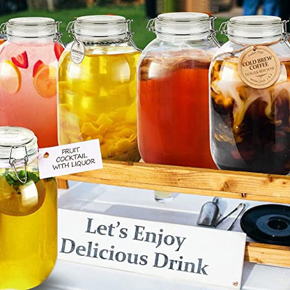 1 Gallon Glass Jar with Airtight Lid, Large Mason Jar, Pickle Jars, 128 OZ | 100% Airtight Lid, BPA-Free, Extra Gasket, Round, Dishwasher Safe, Sun Tea Jar for Pickled Eggs, Kombucha, Limoncello