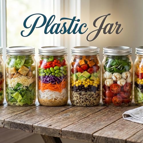 novelinks 32 oz Plastic Mason Jars and Clear Plastic Jars with Lids 32 oz - color: Silver